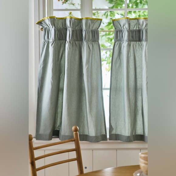 Anthropologie Other - Anthropologie Ruffle Top Cotton Woven Cafe Curtain, Set of 2